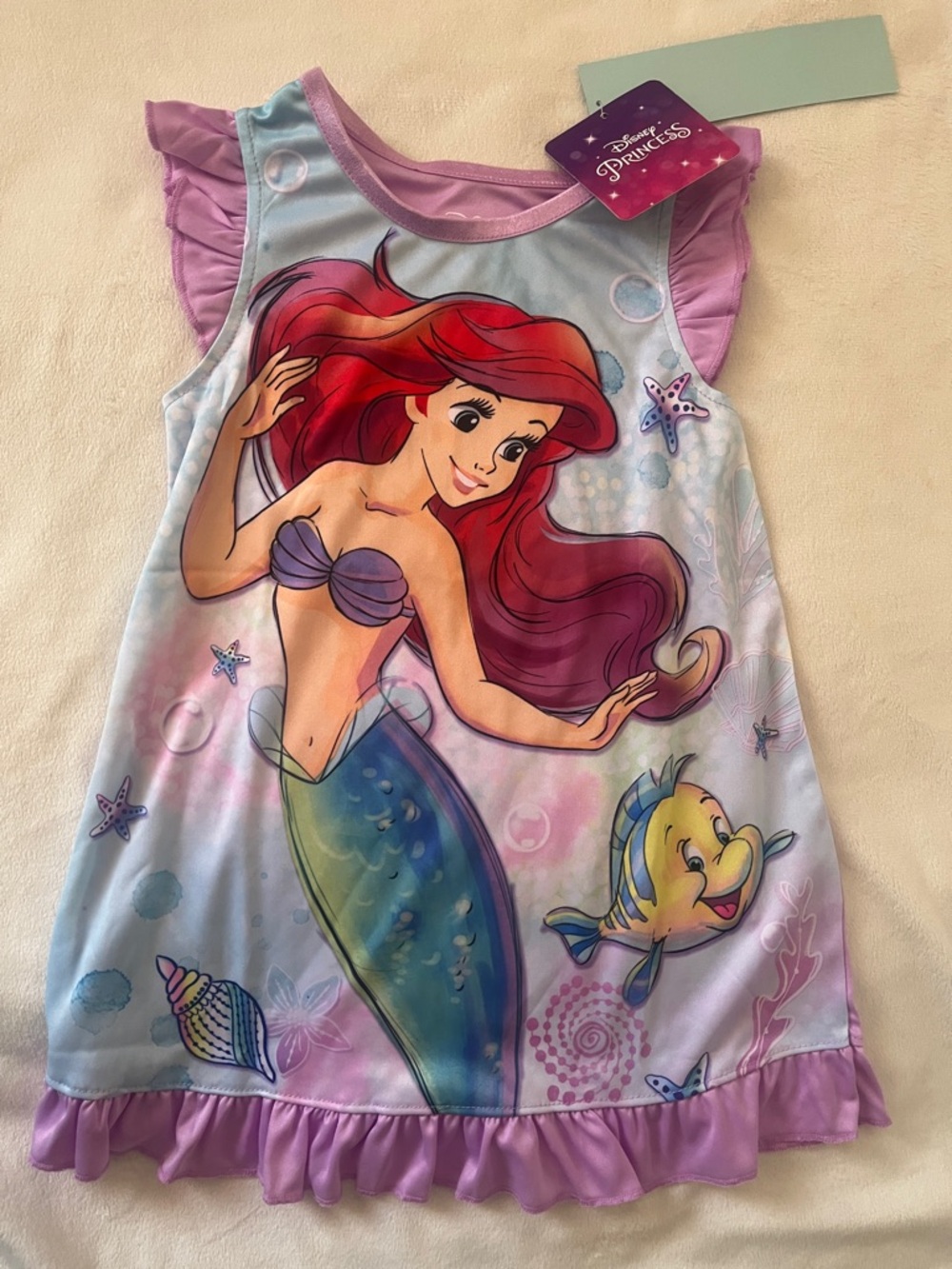 Disney Ariel Sleeveless Nightdress in Purple and Aqua 2T